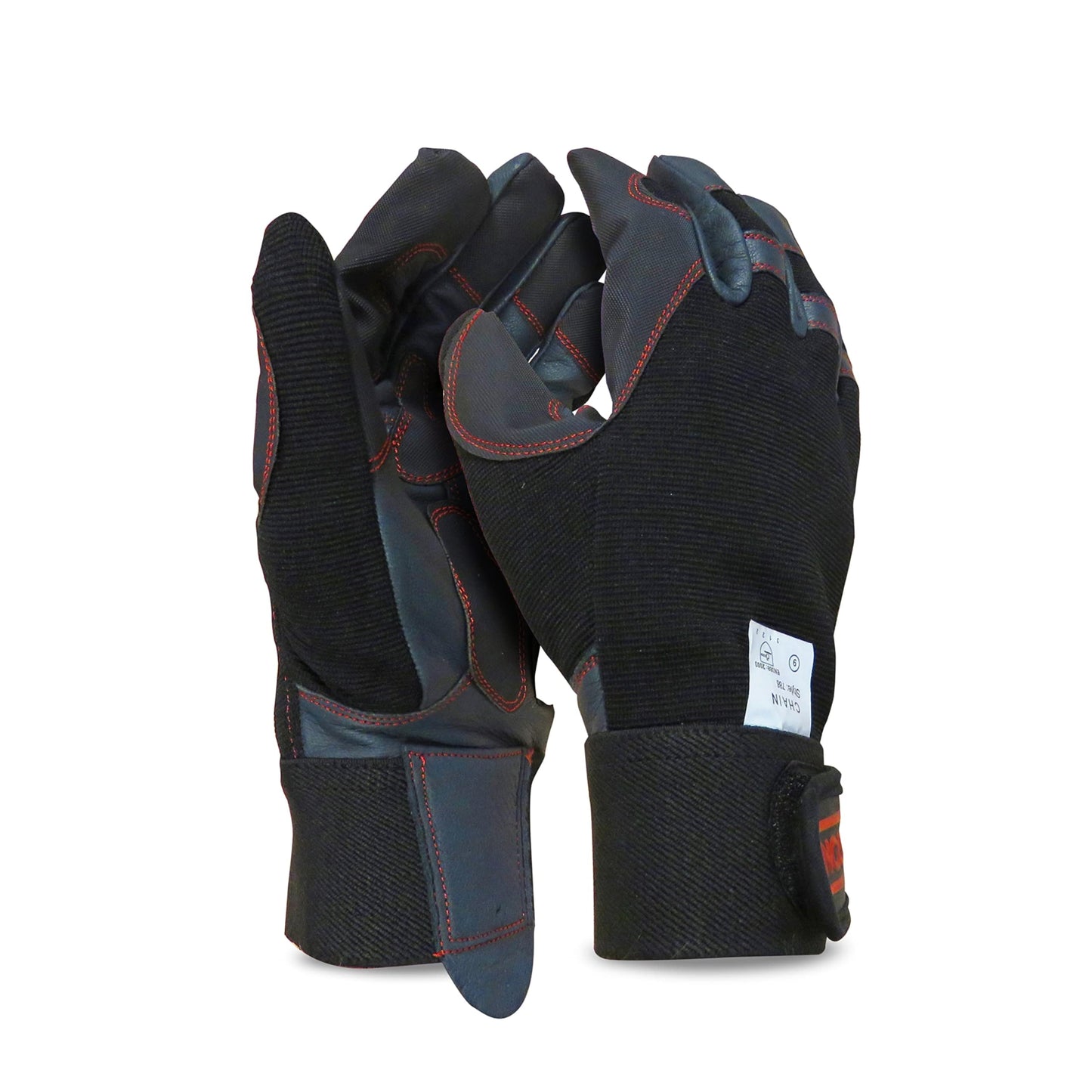 Oregon Chainsaw Gloves, 4 Way Stretch PPE Clothing, Pair of Professional Chainsaw Protective Gloves, Leather, Black – Large (Size 10) (‎295395)