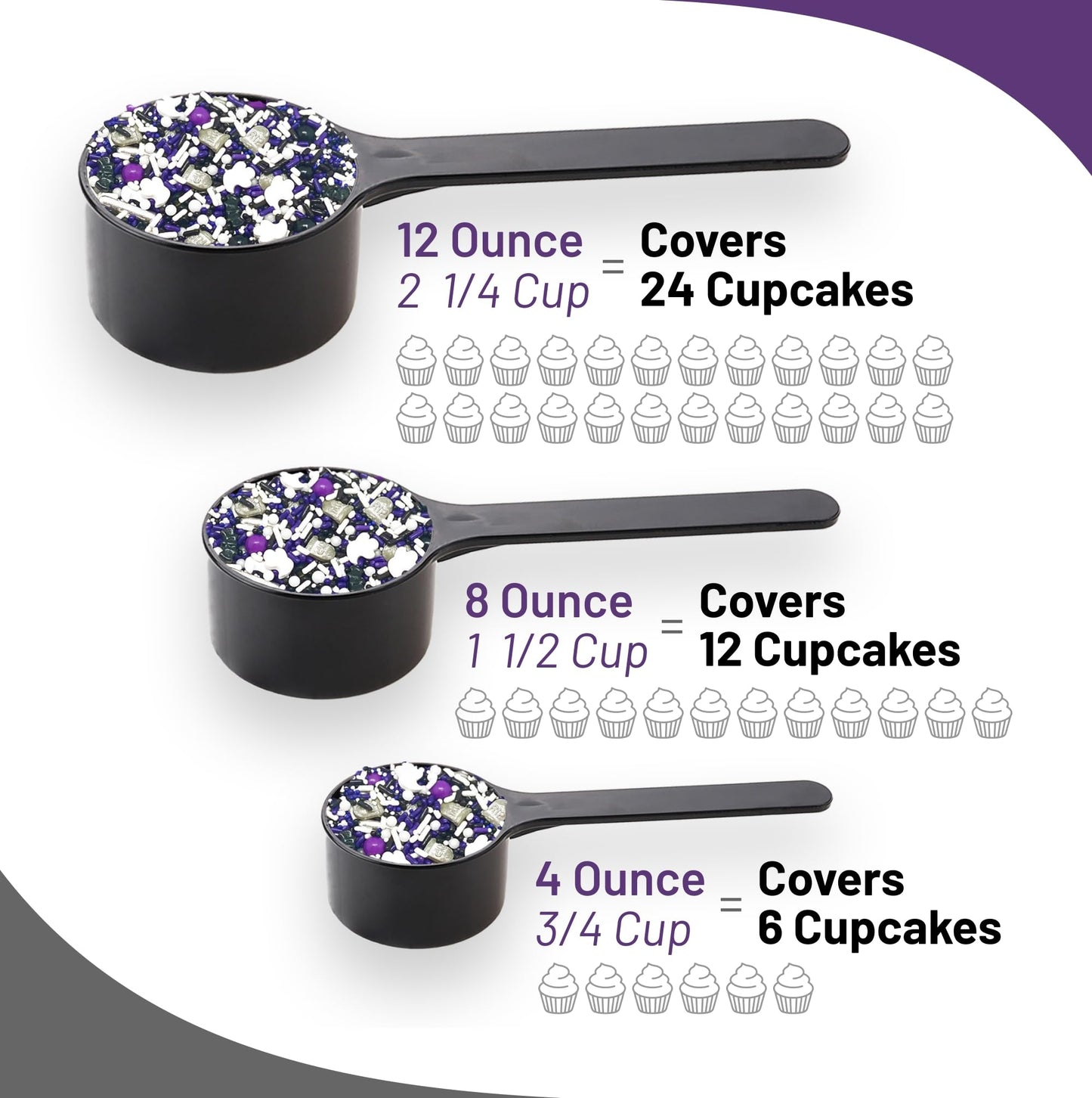 Delicious & Deadly Graveyard Smash-RIP black Violet Purple White Silver Haunted Mansion Halloween Fall Colorful Candy Sprinkles Mix Baking Edible Cake Cupcake Cookie Decorations - 8 OZ