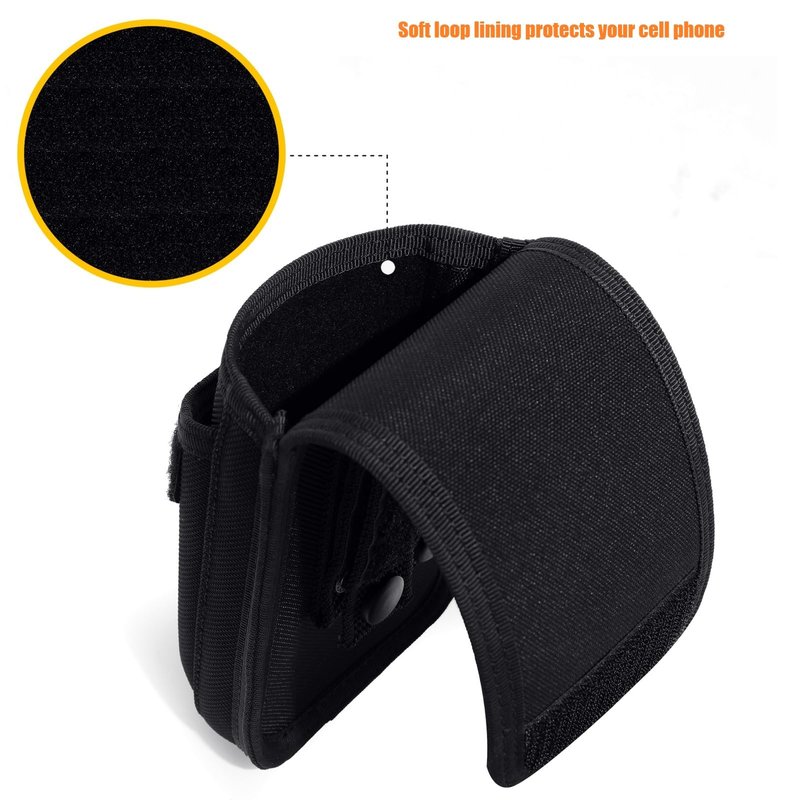 TACNEX Tactical MOLLE Phone Pouch Case Dual Mobile Holder Holster fit Belt Vest Hevay Duty Nylon Carrier Bag for Police LE Security EMS EMT Construction Range Field Outdoor Black