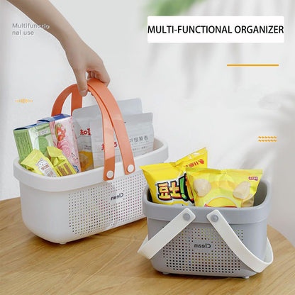 JiatuA Plastic Storage Basket with Handle Portable Shower Caddy Tote Organizer Basket Bin for Bathroom Kitchen Dorm Room Bedroom, Small Grey