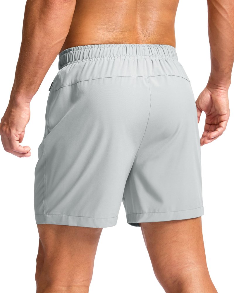 G Gradual Men's Athletic Running Shorts with Zipper Pockets Quick Dry 7"/ 5"/ 9" Workout Gym Shorts for Basketball Hiking(Platinum Grey,5L-New)