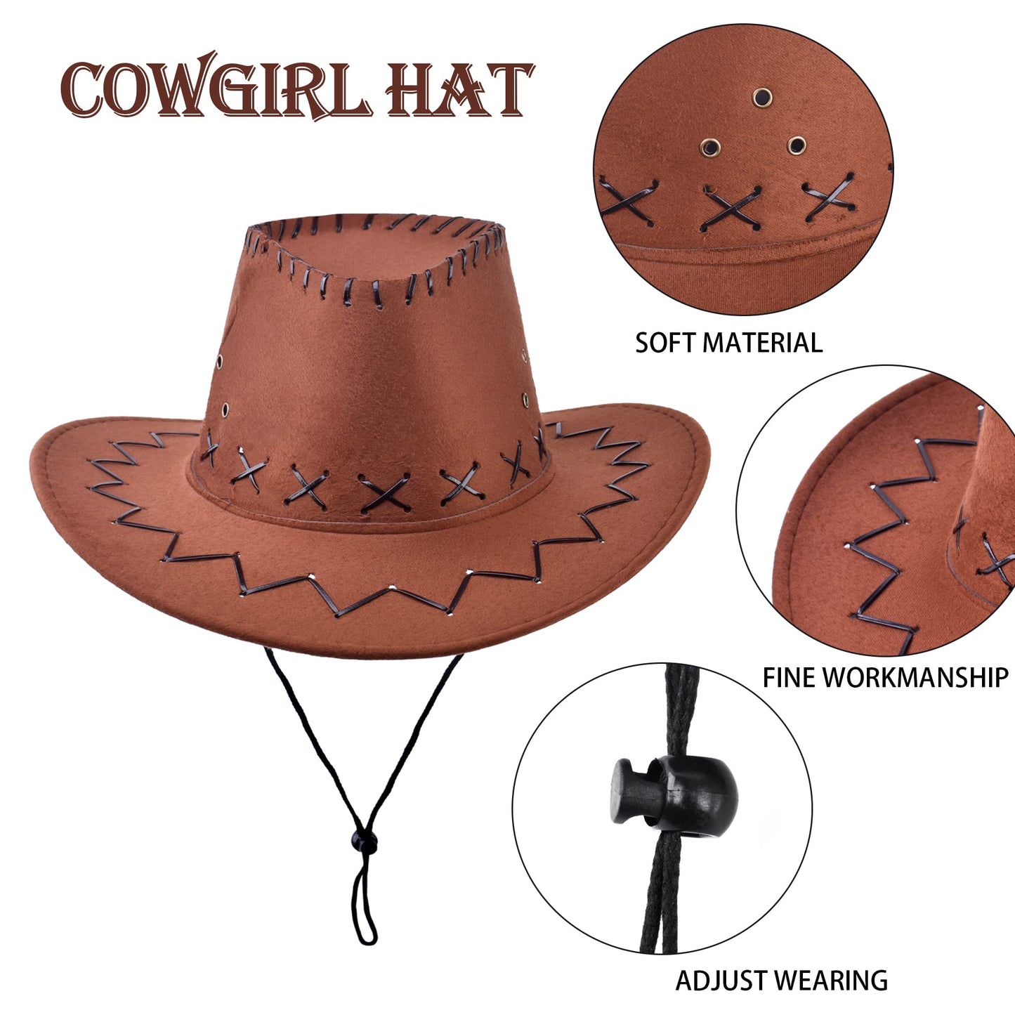 ZZIHAN Kids Cowgirl Costume Dress Outfits for Girls Role Play Cowboy Cowgirl Hat Bandanas Belt Sunglasses Dress up Accessories for Toddlers Girls Birthday Party Halloween Christmas Cosplay Gift 3-5T