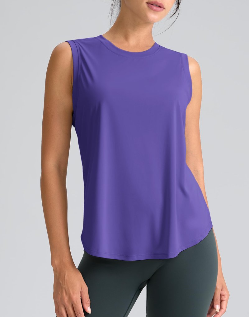 SANTINY Women's Sleeveless Workout Tops Breathable Lightweight Active Tennis Yoga Shirts Athletic Running Tank Tops for Women (Dark Purple_XS)