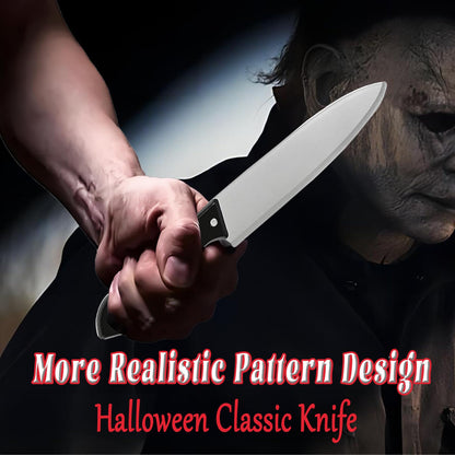 Nlcoek 2Pcs Halloween Fake Knife Prop,Fake Knife,Halloween Classic Horror Props Kills Butcher Knife Prop (Silver+red)