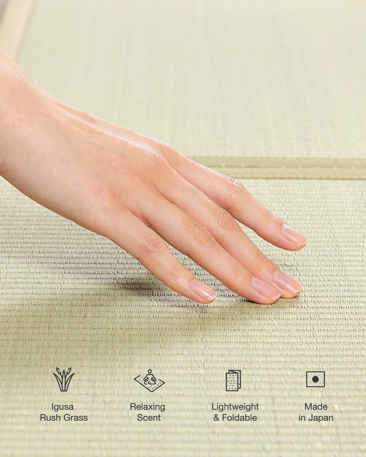 FULI Japanese Tatami Mattress, Foldable Igusa Rush Grass Tatami Rug, Natural Japanese Floor Mattress Mat Made in Japan, Queen