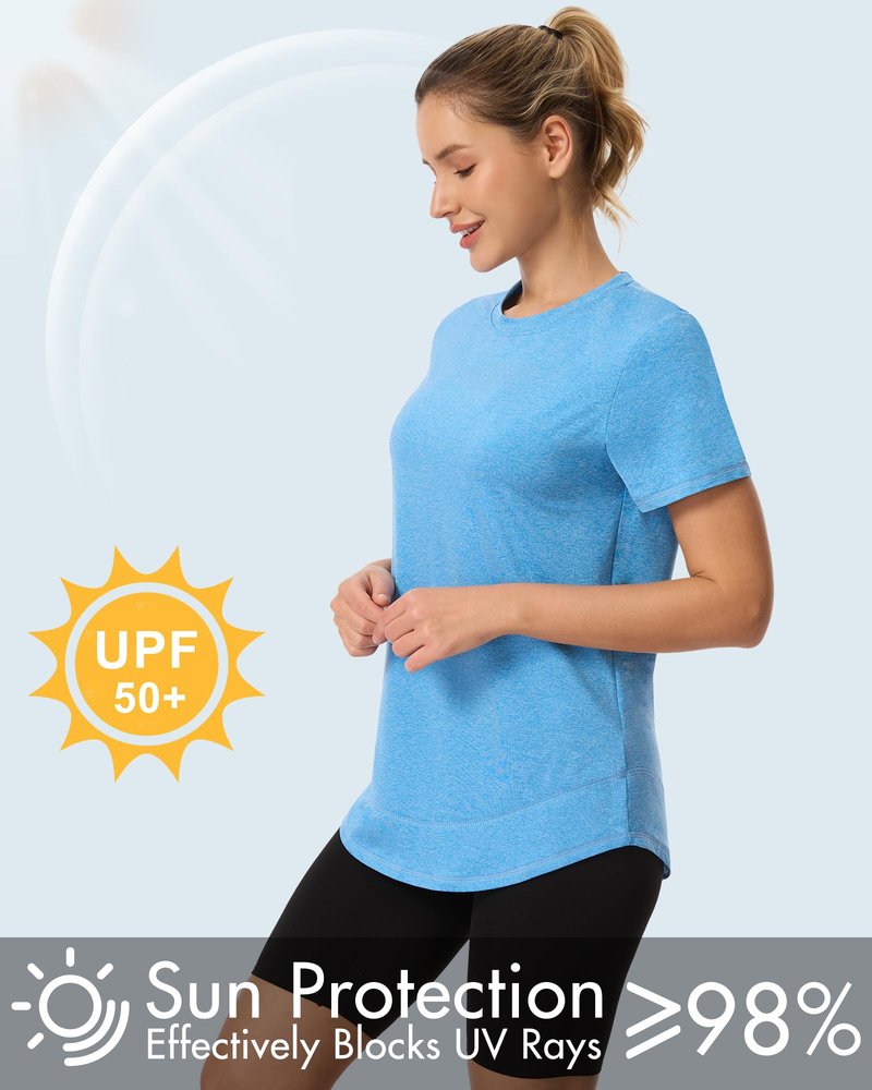 4 Pack Womens Workout Tops Short Sleeve Shirts Sun Protection UPF 50+ Quick Dry Running Outfits for Gym Hiking Loose Fit XL