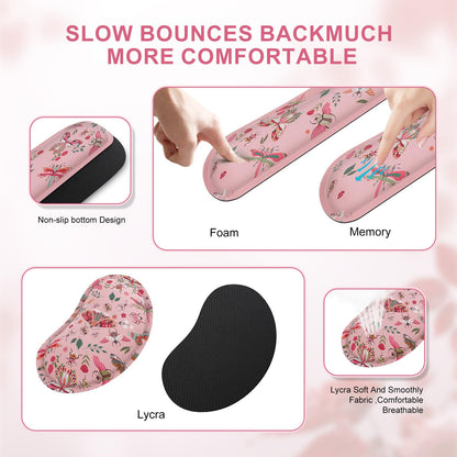 iCasso Large Mouse pad for Desk, Computer Desk Mat, 3Pcs XXL Keyboard and Mouse Pad + Keyboard Wrist Rest, Desk Matt for Desktop, Easy Typing Pain Relief Ultra Thick Mousepad Keyboard Mat(Pink)