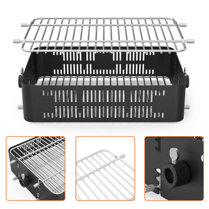 onlyfire Adjustable Rotisserie Basket, Stainless Steel Flat Rotating Cages Fits 1/2" Hexagon, 3/8" Hexagon, 3/8" Square & 5/16" Square Rotisserie Spit Rods and Most Chacoal, Kamado and Gas Grills