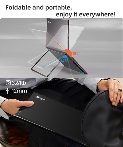 Ingnok Portable Monitor, 18.5 Inch FHD 1080P 100% sRGB Laptop Screen Extender USB C HDMI Portable Gaming Monitor w/Smart Cover & Speakers, External Monitor for Laptop Mac PC