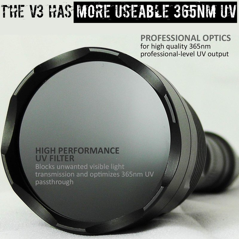 uvBeast V3 365nm Black Light UV Flashlight – High Definition Ultraviolet - HIgh Power and Long Range Professional Grade Beam Best for Professional/Commercial Use – USA Stock