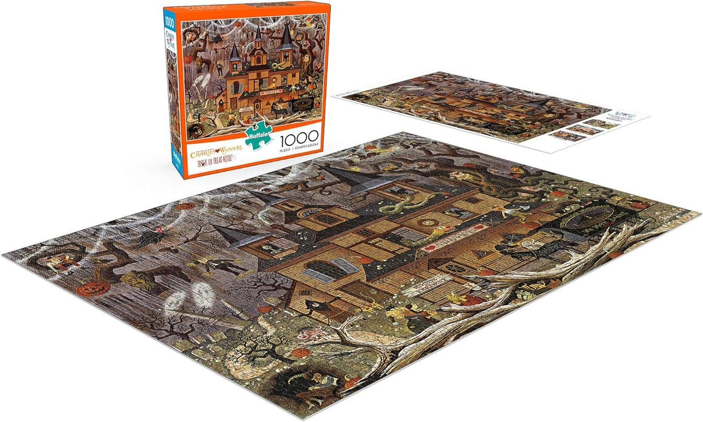 Buffalo Games - Charles Wysocki - Trick or Treat Hotel - 1000 Piece Jigsaw Puzzle For Adults -Challenging Puzzle Perfect for Game Nights - Finished Size is 26.75 x 19.75