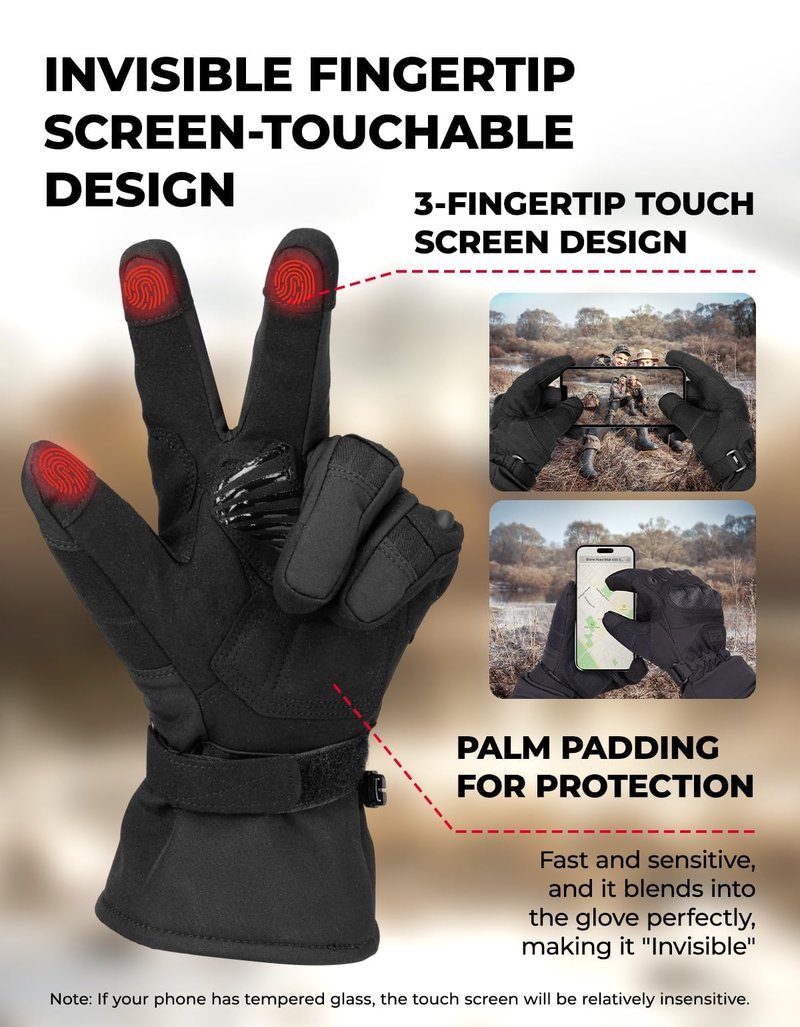 KEMIMOTO Winter Warm Motorcycle Gloves, Tactical Gloves for Men with Touchscreen Hard Shell & Palm Padding for Motorcycle Riding Tactical Airsoft Paintball Hiking Camping Climbing Black L