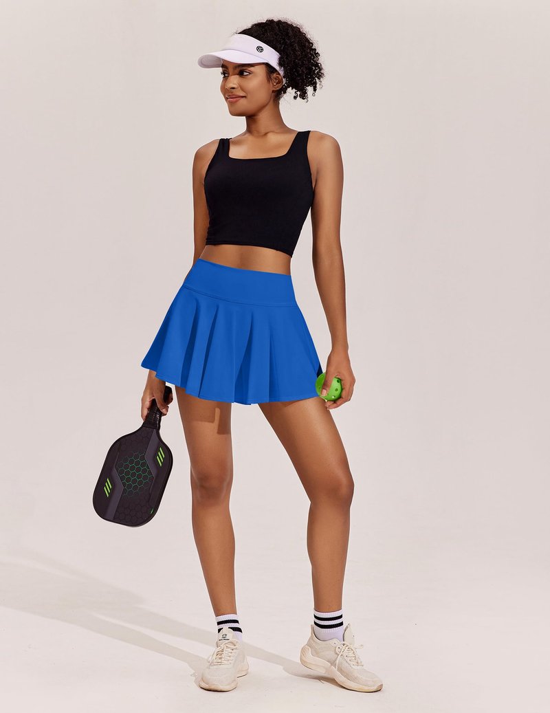 PINSPARK Golf Skorts for Women with Pockets Pleated Tennis Skirt Tummy Control Lightweight Pickleball Outfits, Royal Blue S