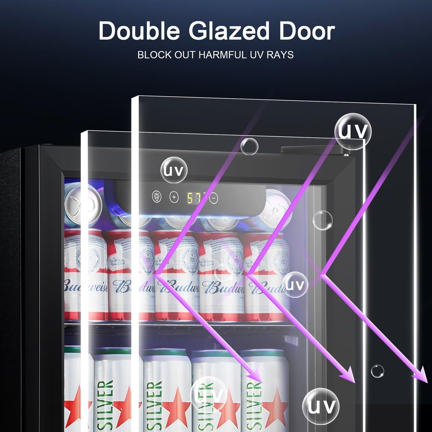 Antarctic Star Mini Fridge Cooler - 12 Bottle 48 Can Beverage Refrigerator Glass Door for Drinks or Beer Wine –Small Drink Dispenser for Home, Office or Bar, Electronic Temperature Control，1.3cu.ft.