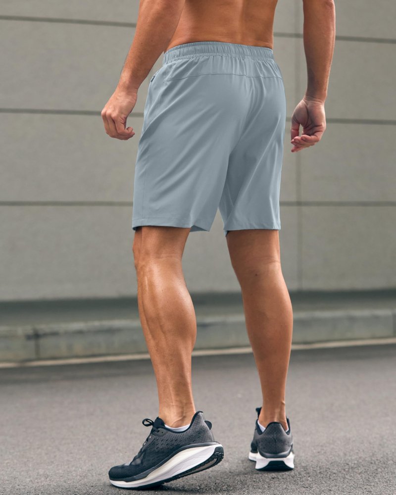 G Gradual Men's Athletic Running Shorts with Zipper Pockets Quick Dry 7"/ 5"/ 9" Workout Gym Shorts for Basketball Hiking(Light Grey,7S)