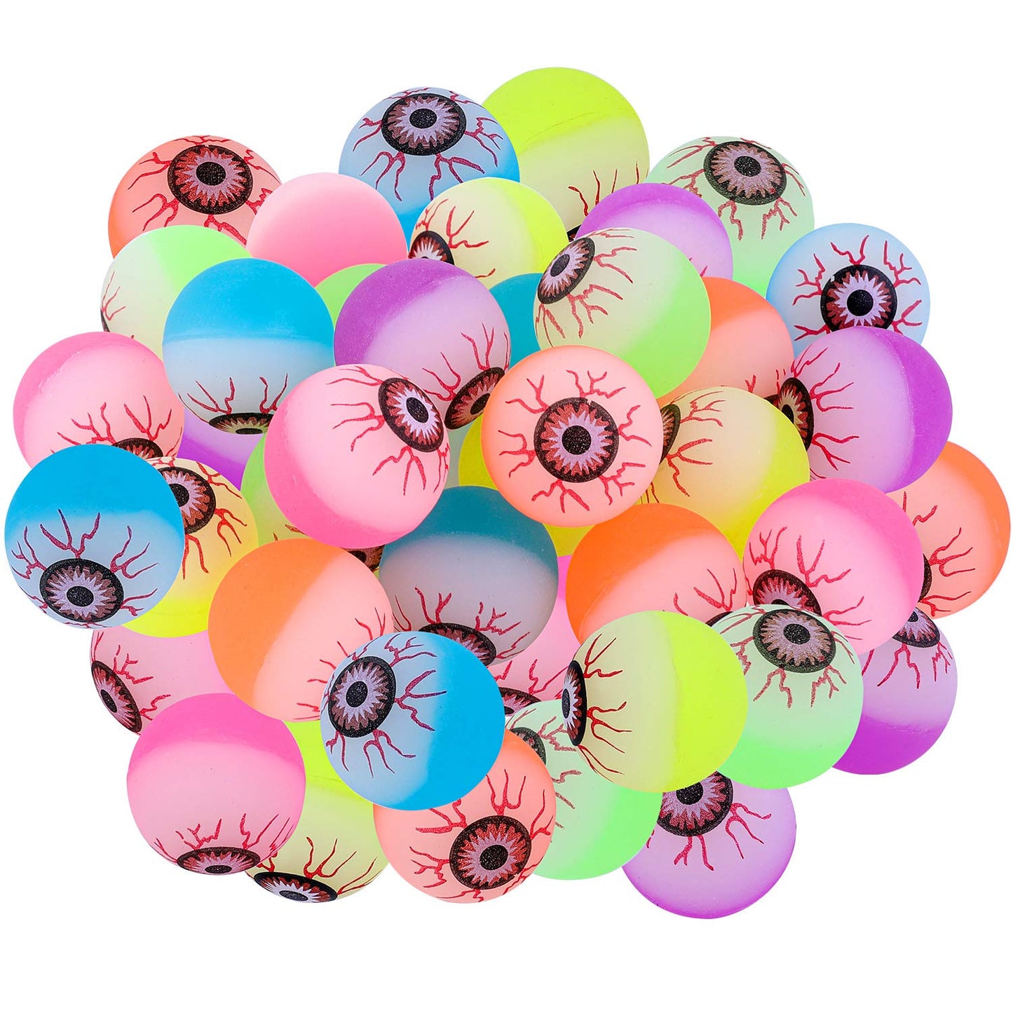 URATOT 36 Pieces Halloween Glow in The Dark Bouncy Eyeballs Halloween Toys Bouncing Eyeballs for Halloween Game Rewards, Trick or Treating Favors