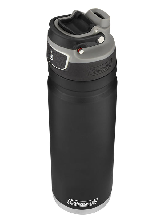 Coleman Autoseal FreeFlow Stainless Steel Water Bottle, Black, 24oz