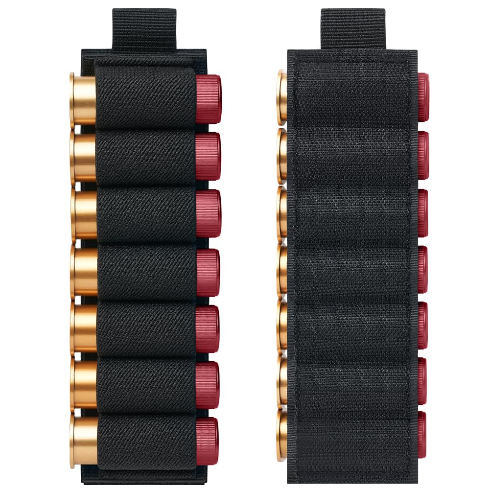 Dragonjie 6 Packs 7 Rounds Shell Card Holder Cartridge Pouches | 12/20 Ga Side Saddle Shell Carrier for Rifle Shotgun Cartridge | with Molle Utility Pouch Hook and Loop