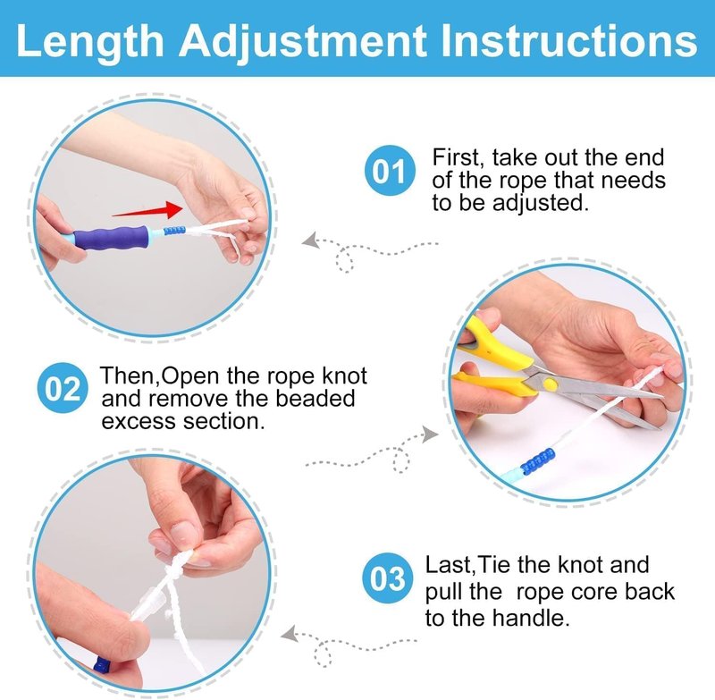 GRAWUN Jump Rope For Kids, 6Pcs Soft Beaded Jump Ropes, Adjustable Length Tangle-Free Segmented Soft Beaded Skipping Rope，for Women, Men and Kids Keeping Fit, Workout and Weight Loss