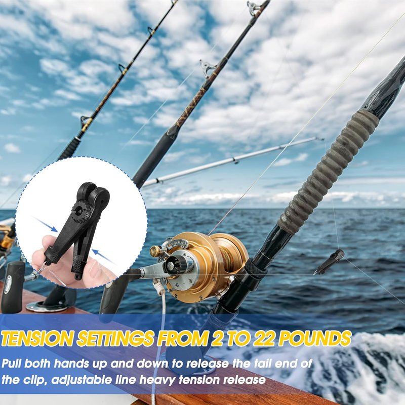 Fishing Downrigger Line Release Clips - 2 Pcs Leader Snap Weight Clips for Trolling & Kite Fishing | Durable Design