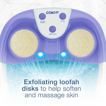 Conair Waterfall Pedicure Foot Spa Bath with Blue LED Lights, Massaging Bubbles and Massage Rollers, Blue/White