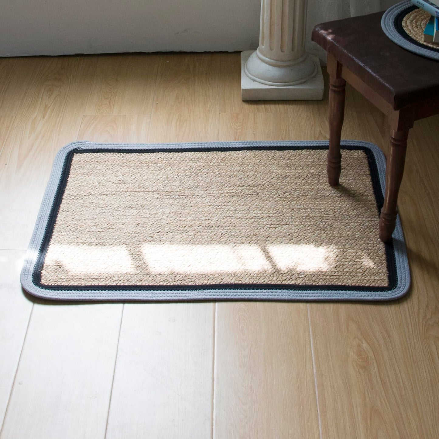 Furnnylane Handwoven Braided Rug, 2x3 Ft Rectangle Reversible Area Rug, Pet-Friendly Durable Natural Fiber Carpet for Living Room, Dining Room, Bedroom, Entryway