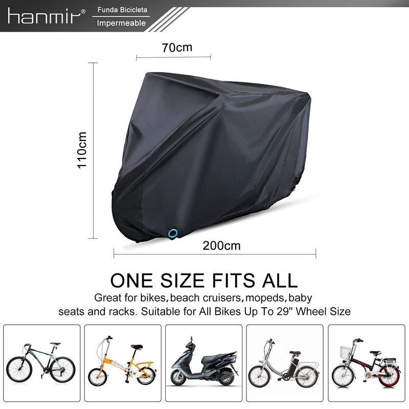 Bike Cover, Waterproof Outdoor Bicycle Cover with Lock Hole for Mountain Road Bikes