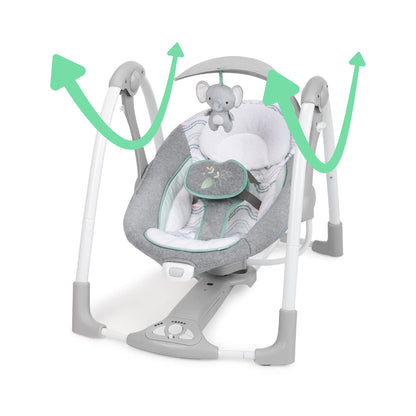 Ingenuity ConvertMe 2-in-1 Compact Portable Automatic Baby Swing & Infant Seat, Battery-Saving Vibrations, Nature Sounds, 0-9 Months 6-20 lbs (Swell)
