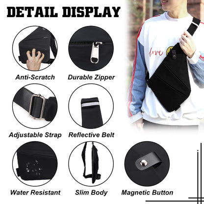 GDOKKNY Anti Theft Crossbody Bag for Women Personal Flex Travel Bag Anti-Theft Cross Body Bag Sling Chest Bag for Men （Black）