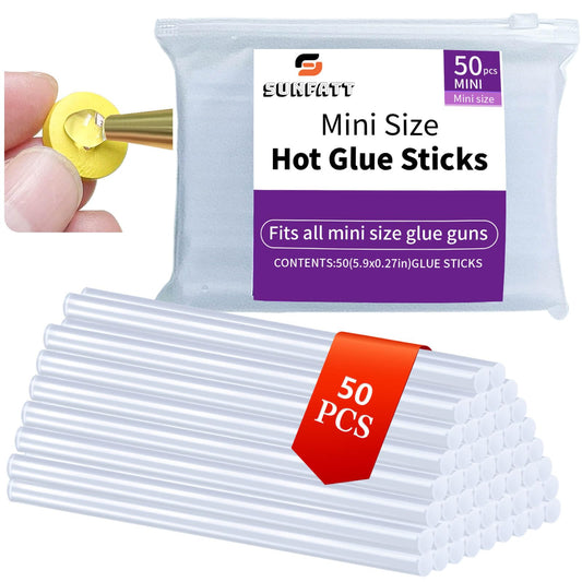 Mini Size Hot Glue Sticks,5.9'' x 0.27" Clear Glue Gun Sticks(50 Pcs)