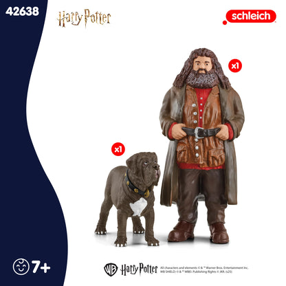 Schleich Harry Potter - Hagrid and Fang the Dog Figurines - 2 PC Harry Potter Set - Wizarding World Collectible Figures for Kids and Adults - Toys for Ages 6+ | 42638