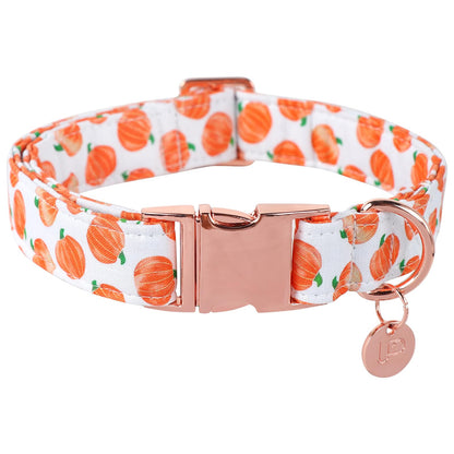 UP URARA PUP Halloween Dog Collar with Metal Buckle Gift Fall Dog Collar for Small Medium Large Girls or Boys Dogs Cute Pumpkin Cotton Pet Collars