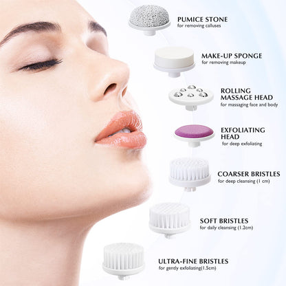 COSLUS Facial Cleansing Brush Silicone Face Scrubber: 2 in1 FBS-D Electric Exfoliating Massage Device Waterproof Deep Cleaning Exfoliation Rotating Spa Machine - Electronic Skin Care Wash Clean System