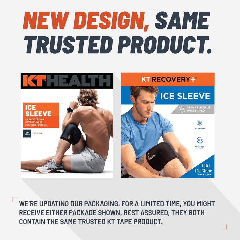 KT Recovery+ Ice Sleeve, Cold Therapy and Flexible Compression Sleeve for Sore Muscles and Joints, Large/Extra Large