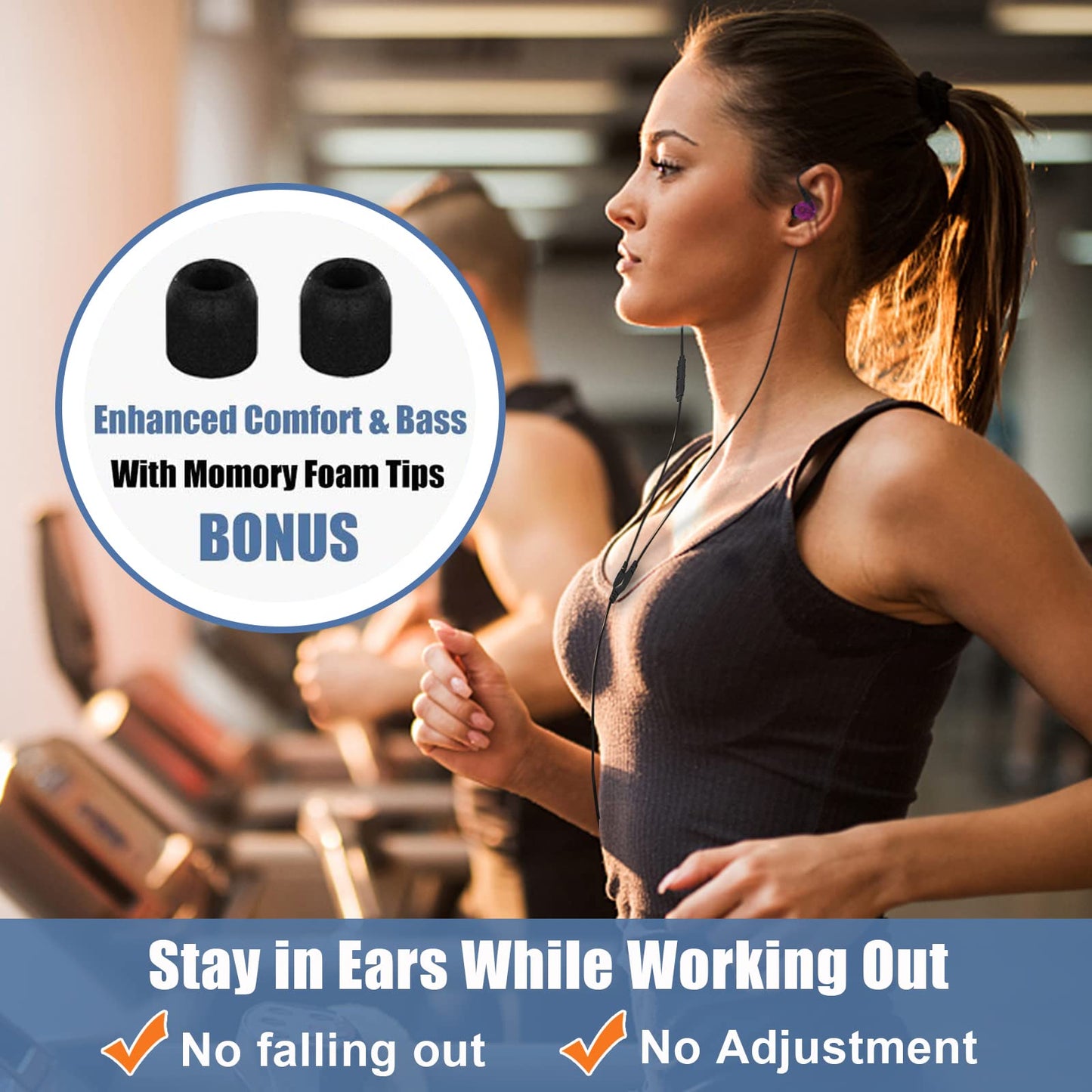 Joysico Sport Headphones Wired Over Ear In-ear Earbuds for Kids Women Small Ears Comfortable, Earhook Earphones for Running Exercise Jogging, Ear Buds with Microphone and Volume for Cell Phones Purple