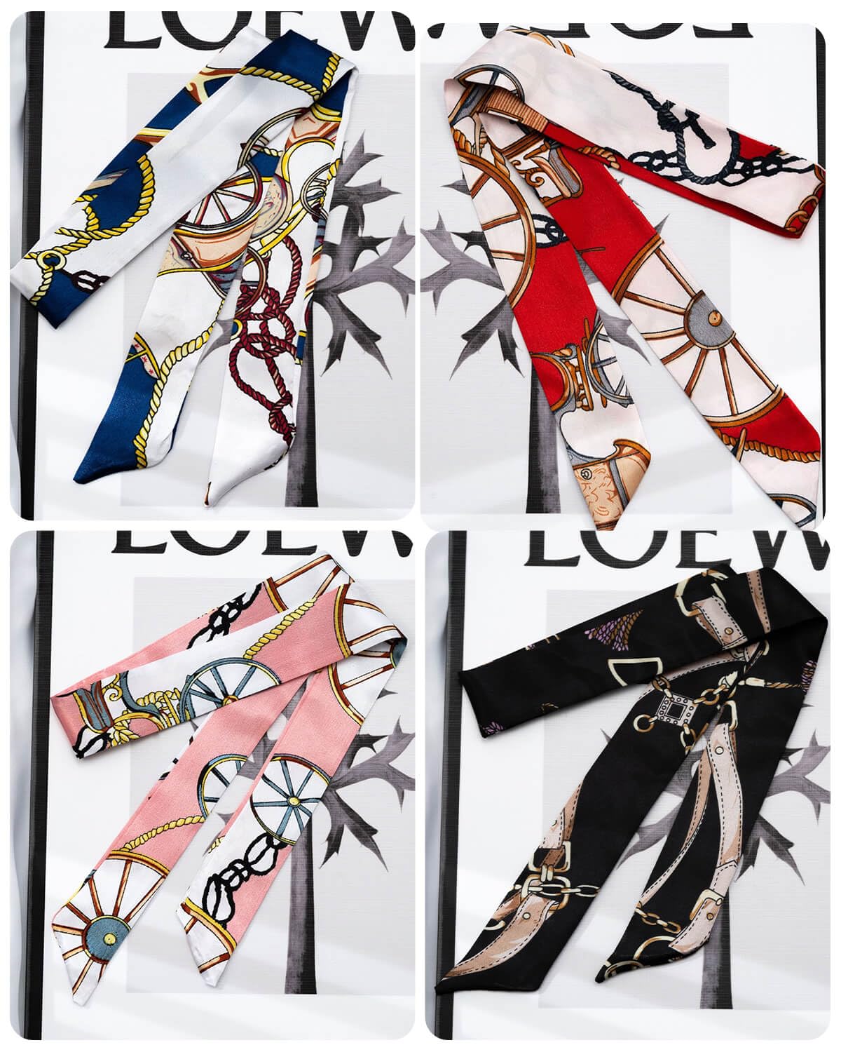 JELIEE 6 Pack Scarf Bags for Women - Narrow Scarf Hair & Neck Scarves - Fashion Gifts