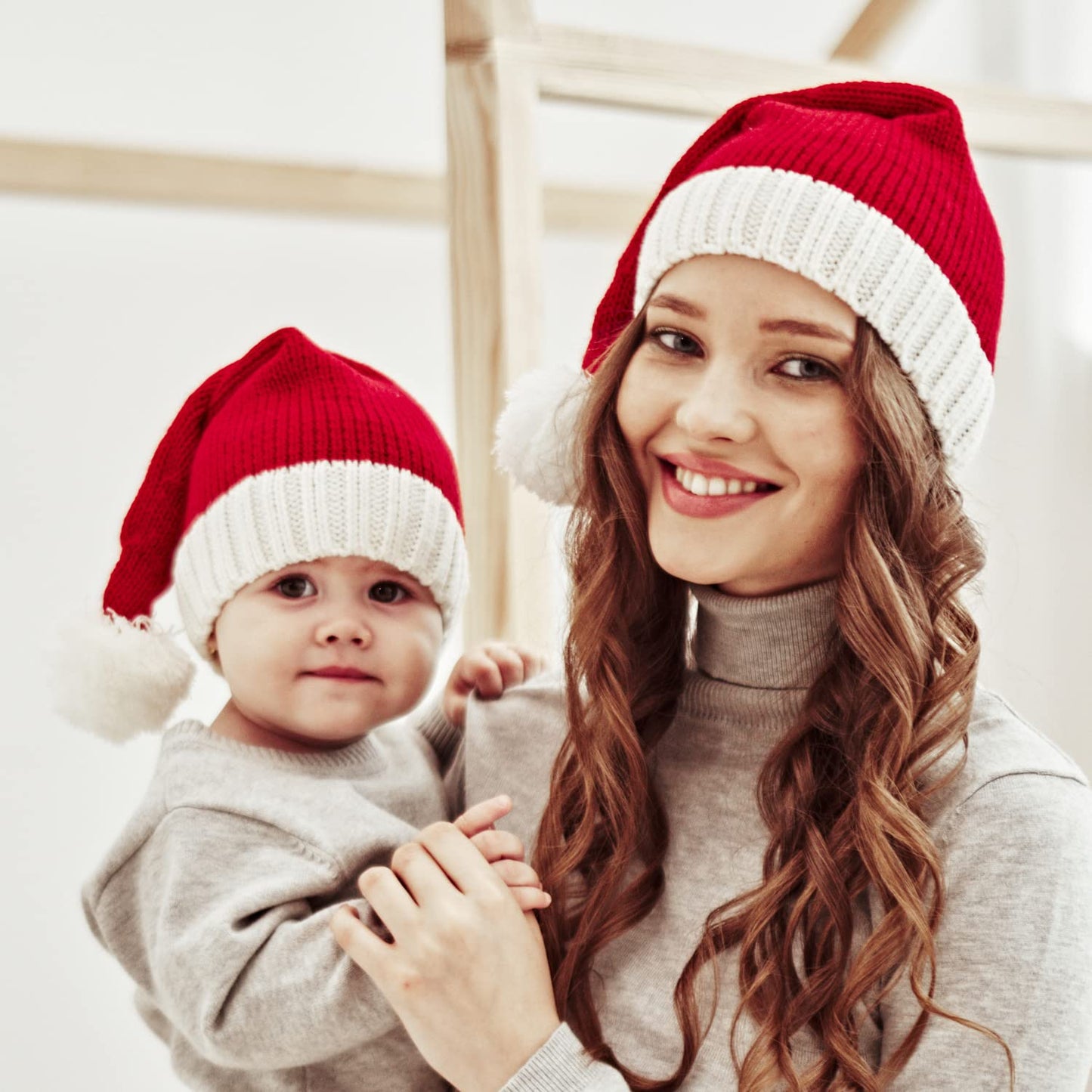 Santa's Knit Beanie Winter Hat - Soft Family Matching Xmas Christmas New Year Gifts for Women - Multicolor