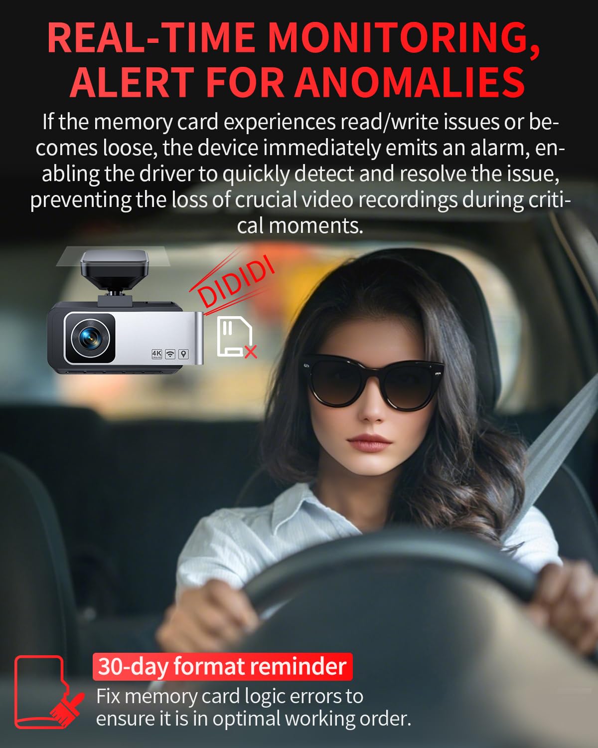 Gleetour Dash Cam Front and Rear, 4K Full HD Dual Dash Camera for Cars, Built-in Memory Card Monitoring, 64GB Card, 5G WiFi GPS, Car Camera with 3" IPS Screen, 2160P Night Vision, Parking Monitor