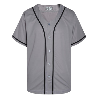 Pullonsy Men's Baseball Jersey for Adult Unisex Dad Son Sports Training Shirt Workout Gym Softball Outfits Halloween Tops,Black Stripe Grey Jersey,Size 3XL