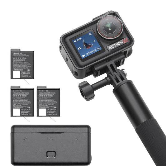 DJI Osmo Action 5 Pro Adventure Combo, Action Camera 4K with 1/1.3" Sensor, 12h Extended Battery Life with 3 Batteries, Stabilization, Dual OLED Touchscreens, Mini Action Camera for Travel, Vlog