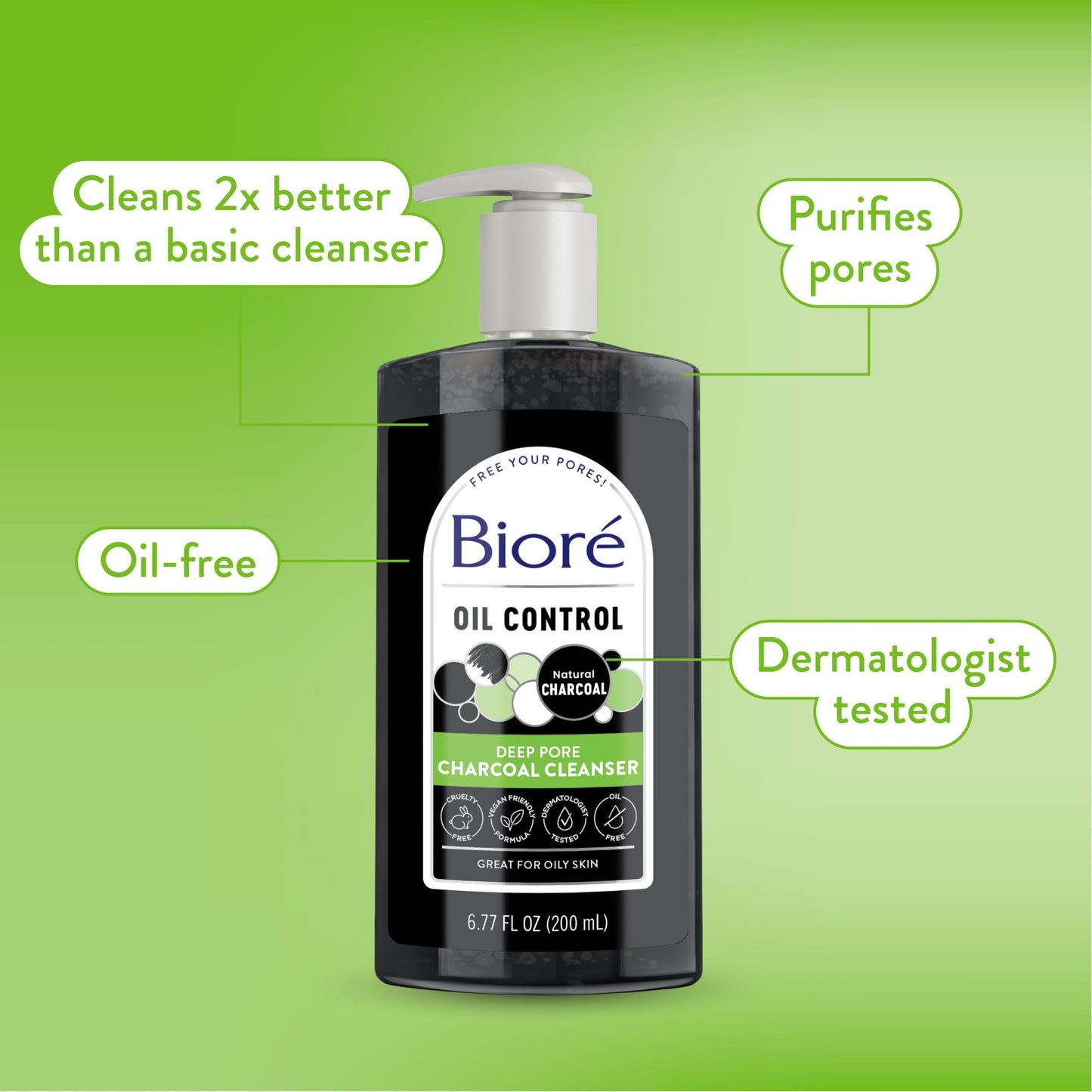 Biore Deep Pore Charcoal Daily Face Wash with Deep Pore Cleansing for Dirt and Makeup Removal From Oily Skin, 200ml