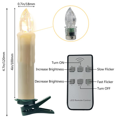 Gedengni Short Candlesticks LED Taper Candle, Remote Candle Sticks Battery Operated Chandelier Flameless Candles with Clip Flickering Warm White Lights for Wedding Party Baroque Chandelier,4inches