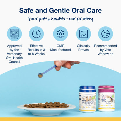 ProDen PlaqueOff Powder for Dogs & Cats, Tartar & Bad Breath Remover 100% Natural Teeth Cleaner and Plaque Remover 60 g