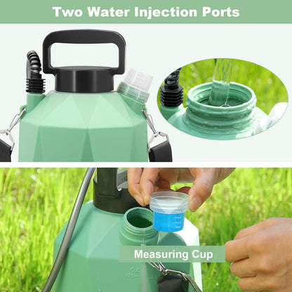 Battery Powered Sprayer 1.35Gallon/5L, 2025 Upgraded Electric Sprayer in Lawn and Garden with 3 Adjustable Force, Battery Indicator, Rechargeable Handle, Telescopic Wand,3 Mist Nozzles,Shoulder Strap