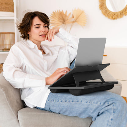 Adjustable Laptop Stand with 8 Angles - Dual Cushion Desk for Sofa, Bed, Car or Work Table by HUANUO