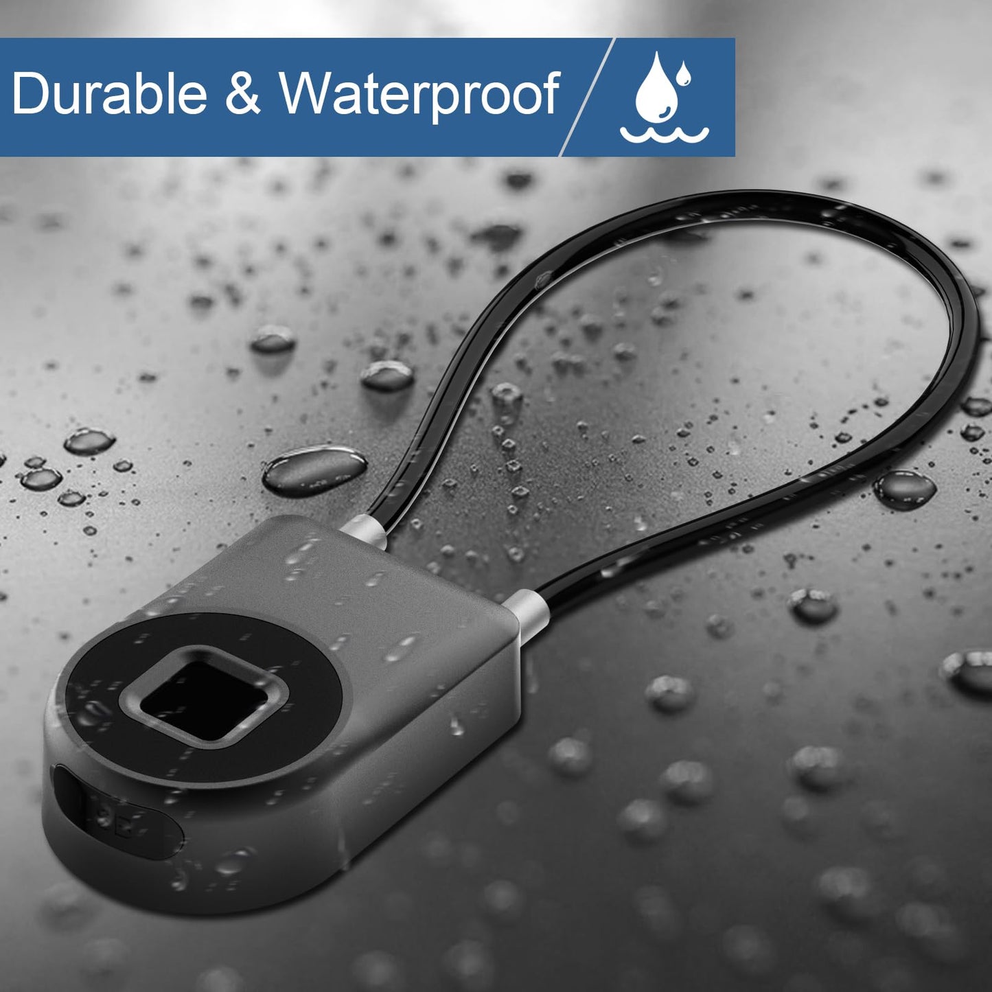 Dhiedas Fingerprint Cable Lock, 3.6'' Long Shackle Fingerprint Lock with Bluetooth APP, Smart Keyless Biometric Waterproof Outdoor Smart Padlock for Gate Fence Locker Cabinet Gym Backyard