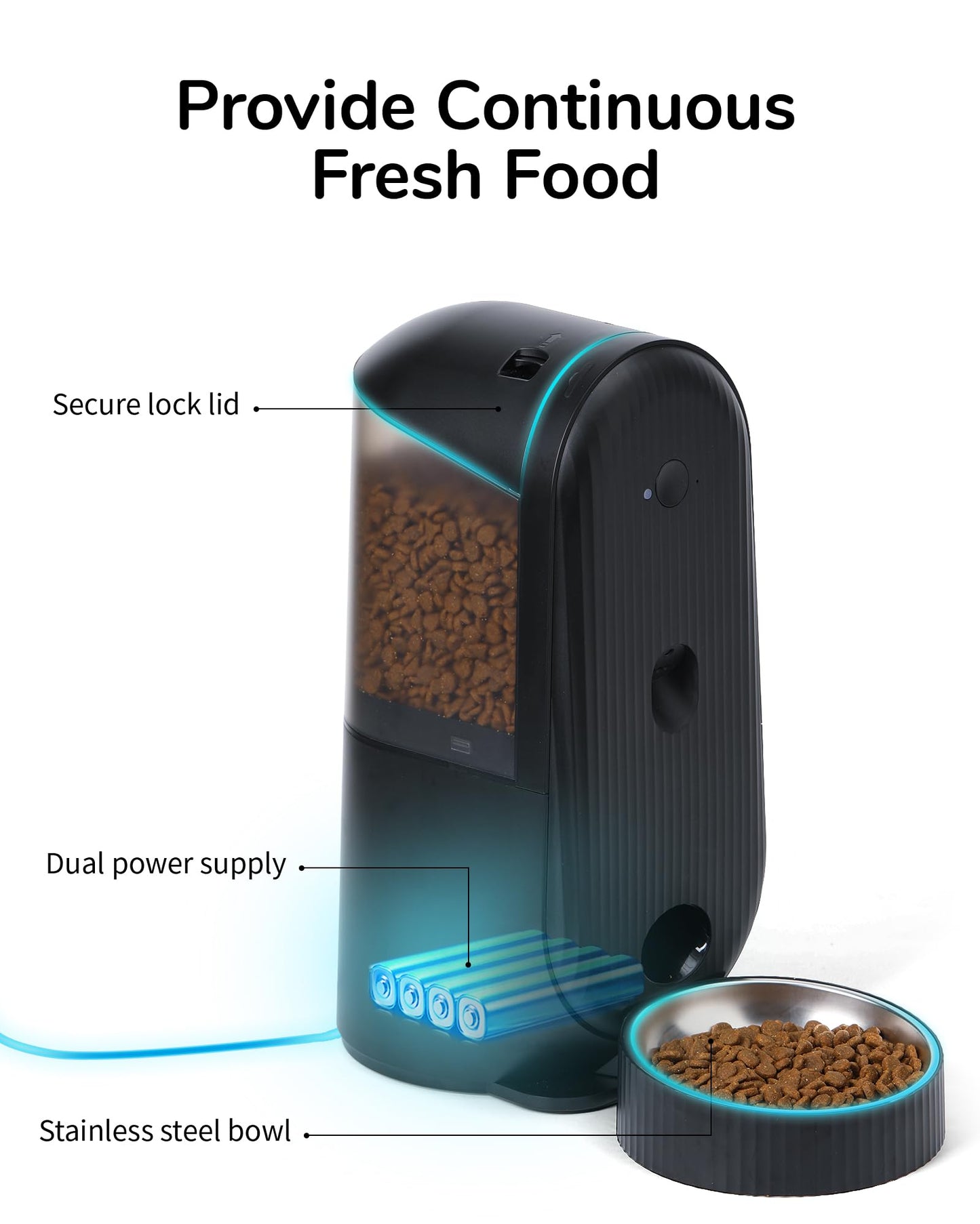 FUKUMARU Automatic Cat Feeder, 2 in 1 Automatic Pet Feeders with Camera and Audio, Support DIY Meals and Timed Control WiFi Cat Food Dispenser