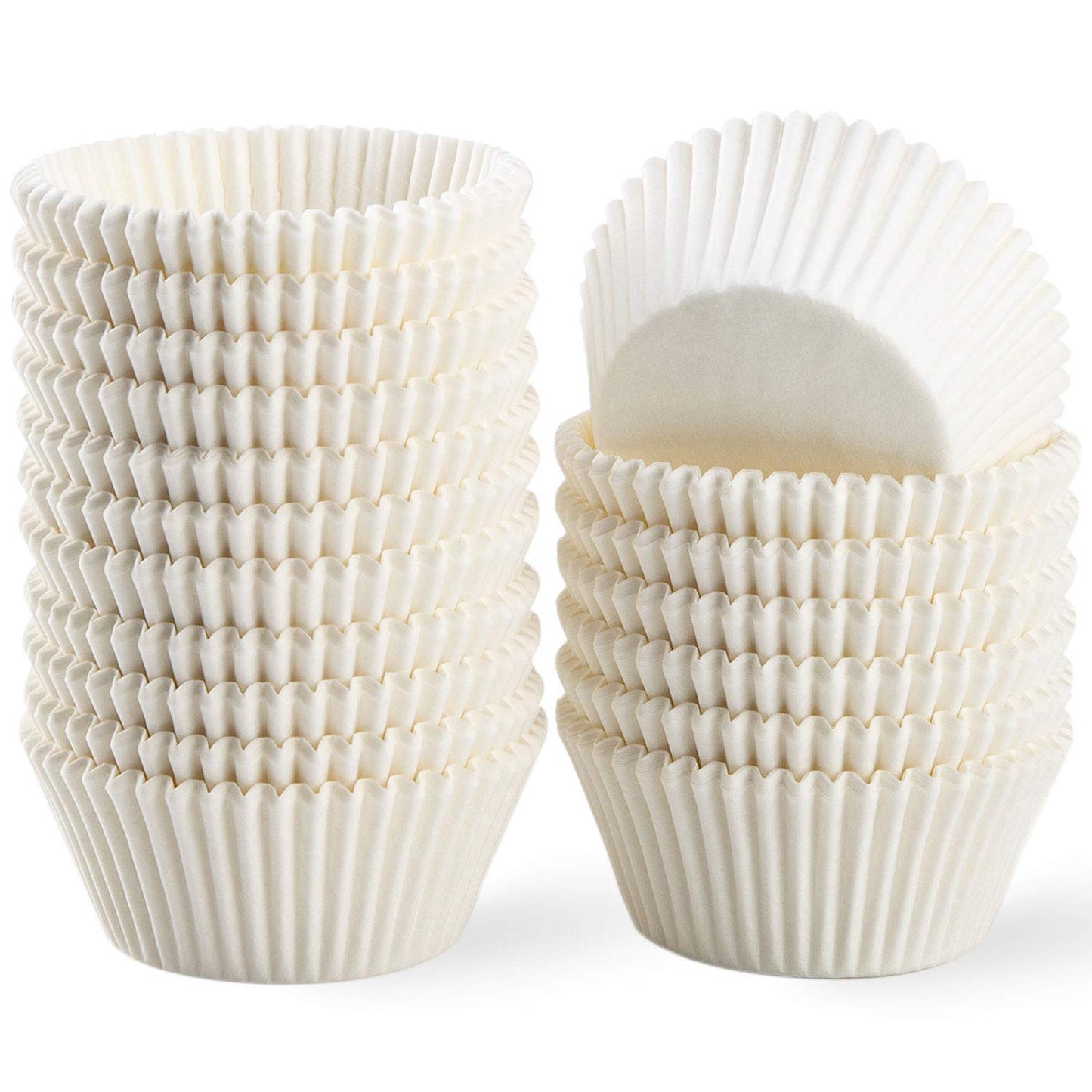 Caperci Standard White Cupcake Liners 500 Count, No Smell, Food Grade & Grease-Proof Baking Cups Paper