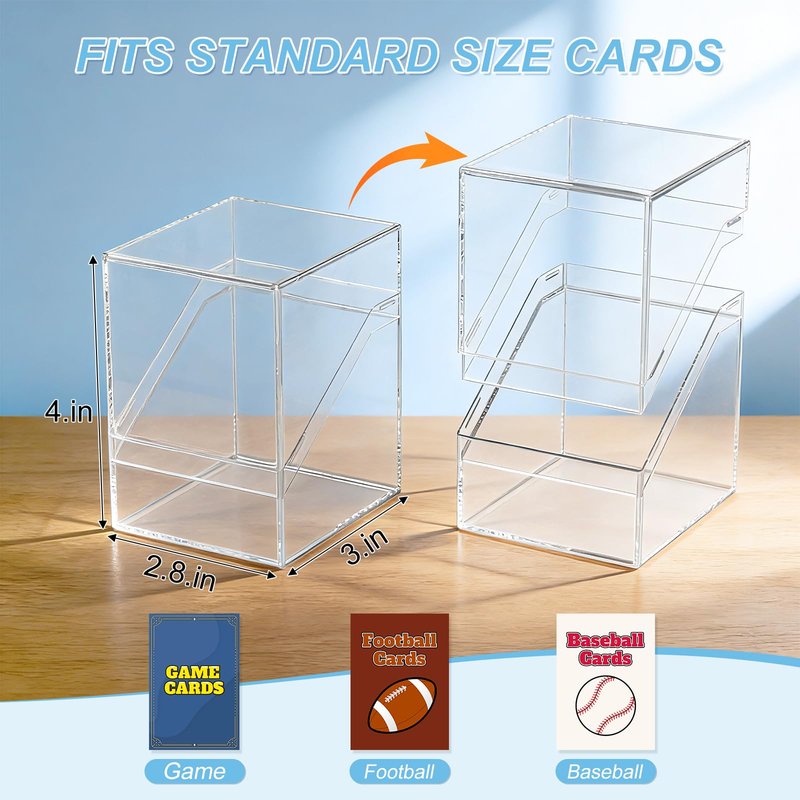 Mlikero Card Deck Cases, 4 Pack Acrylic Commander Deck Box Holding 100+ Sleeved Cards with 4 Dividers, Sturdy Card Storage Box Fit for MTG, TCG, Sports Cards (Clear&Black)