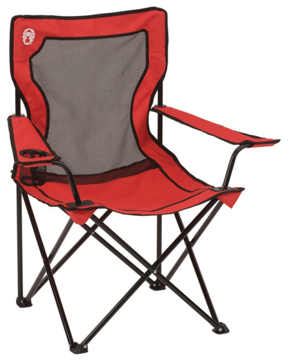 Coleman Broadband Mesh Quad Camping Chair with Carry Bag & Cup Holder, Cooling Mesh Back with Adjustable Arms, Great for Camping, Tailgating, Firepits, Patio, & More